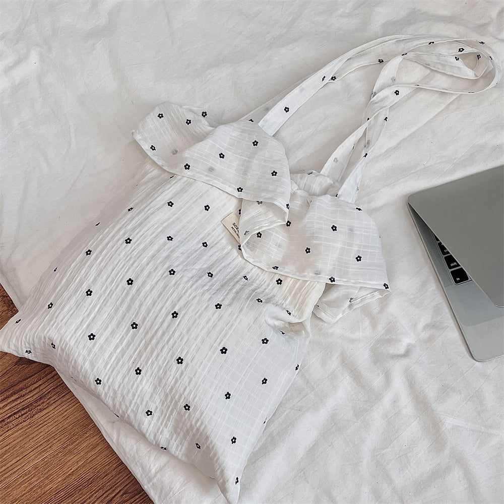 Wholesale Chiffon ruffle shoulder bag cute cherry canvas bag